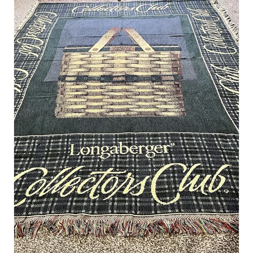 Longaberger 1999 Collectors Club Cotton Throw Blanket Fringe 46